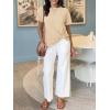 imageCicy Bell Womens Summer Short Sleeve Tops Casual Crew Neck TShirts Loose Fit Twist Front Basic TeesBeige