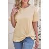 imageCicy Bell Womens Summer Short Sleeve Tops Casual Crew Neck TShirts Loose Fit Twist Front Basic TeesBeige