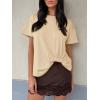 imageCicy Bell Womens Summer Short Sleeve Tops Casual Crew Neck TShirts Loose Fit Twist Front Basic TeesBeige