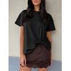 imageCicy Bell Womens Summer Short Sleeve Tops Casual Crew Neck TShirts Loose Fit Twist Front Basic TeesBlack