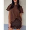 imageCicy Bell Womens Summer Short Sleeve Tops Casual Crew Neck TShirts Loose Fit Twist Front Basic TeesCoffee