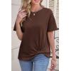 imageCicy Bell Womens Summer Short Sleeve Tops Casual Crew Neck TShirts Loose Fit Twist Front Basic TeesCoffee