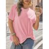 imageCicy Bell Womens Summer Short Sleeve Tops Casual Crew Neck TShirts Loose Fit Twist Front Basic TeesPink