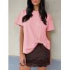 imageCicy Bell Womens Summer Short Sleeve Tops Casual Crew Neck TShirts Loose Fit Twist Front Basic TeesPink
