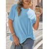 imageCicy Bell Womens Summer Short Sleeve Tops Casual Crew Neck TShirts Loose Fit Twist Front Basic TeesSky Blue