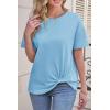 imageCicy Bell Womens Summer Short Sleeve Tops Casual Crew Neck TShirts Loose Fit Twist Front Basic TeesSky Blue