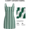 imageCicy Bell Womens Summer Striped Denim Mini Dresses Square Neck Sleeveless Short Sundress Vacation Beach Tank Jean DressGreen