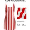 imageCicy Bell Womens Summer Striped Denim Mini Dresses Square Neck Sleeveless Short Sundress Vacation Beach Tank Jean DressRed