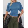 imageCicy Bell Womens Summer Wrap Tops Casual Short Sleeve Tie Back Cinched Waist T Shirts Trendy Boat Neck BlouseBlue