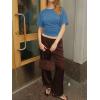 imageCicy Bell Womens Summer Wrap Tops Casual Short Sleeve Tie Back Cinched Waist T Shirts Trendy Boat Neck BlouseBlue