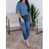 imageCicy Bell Womens Summer Wrap Tops Casual Short Sleeve Tie Back Cinched Waist T Shirts Trendy Boat Neck BlouseBlue