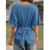 imageCicy Bell Womens Summer Wrap Tops Casual Short Sleeve Tie Back Cinched Waist T Shirts Trendy Boat Neck BlouseBlue
