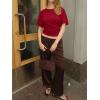 imageCicy Bell Womens Summer Wrap Tops Casual Short Sleeve Tie Back Cinched Waist T Shirts Trendy Boat Neck BlouseBurgundy