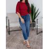 imageCicy Bell Womens Summer Wrap Tops Casual Short Sleeve Tie Back Cinched Waist T Shirts Trendy Boat Neck BlouseBurgundy