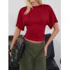 imageCicy Bell Womens Summer Wrap Tops Casual Short Sleeve Tie Back Cinched Waist T Shirts Trendy Boat Neck BlouseBurgundy