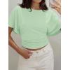 imageCicy Bell Womens Summer Wrap Tops Casual Short Sleeve Tie Back Cinched Waist T Shirts Trendy Boat Neck BlouseMint