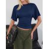 imageCicy Bell Womens Summer Wrap Tops Casual Short Sleeve Tie Back Cinched Waist T Shirts Trendy Boat Neck BlouseNavy