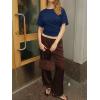 imageCicy Bell Womens Summer Wrap Tops Casual Short Sleeve Tie Back Cinched Waist T Shirts Trendy Boat Neck BlouseNavy