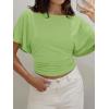 imageCicy Bell Womens Summer Wrap Tops Casual Short Sleeve Tie Back Cinched Waist T Shirts Trendy Boat Neck BlouseOlive Drab