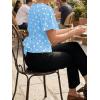 imageCicy Bell Womens Summer Wrap Tops Casual Short Sleeve Tie Back Cinched Waist T Shirts Trendy Boat Neck BlousePolka Dots Blue