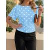 imageCicy Bell Womens Summer Wrap Tops Casual Short Sleeve Tie Back Cinched Waist T Shirts Trendy Boat Neck BlousePolka Dots Blue