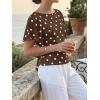 imageCicy Bell Womens Summer Wrap Tops Casual Short Sleeve Tie Back Cinched Waist T Shirts Trendy Boat Neck BlousePolka Dots Coffee