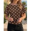 imageCicy Bell Womens Summer Wrap Tops Casual Short Sleeve Tie Back Cinched Waist T Shirts Trendy Boat Neck BlousePolka Dots Coffee