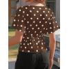 imageCicy Bell Womens Summer Wrap Tops Casual Short Sleeve Tie Back Cinched Waist T Shirts Trendy Boat Neck BlousePolka Dots Coffee