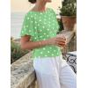 imageCicy Bell Womens Summer Wrap Tops Casual Short Sleeve Tie Back Cinched Waist T Shirts Trendy Boat Neck BlousePolka Dots Green