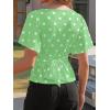 imageCicy Bell Womens Summer Wrap Tops Casual Short Sleeve Tie Back Cinched Waist T Shirts Trendy Boat Neck BlousePolka Dots Green