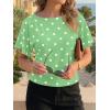 imageCicy Bell Womens Summer Wrap Tops Casual Short Sleeve Tie Back Cinched Waist T Shirts Trendy Boat Neck BlousePolka Dots Green