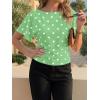 imageCicy Bell Womens Summer Wrap Tops Casual Short Sleeve Tie Back Cinched Waist T Shirts Trendy Boat Neck BlousePolka Dots Green