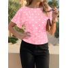 imageCicy Bell Womens Summer Wrap Tops Casual Short Sleeve Tie Back Cinched Waist T Shirts Trendy Boat Neck BlousePolka Dots Light Pink