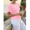 imageCicy Bell Womens Summer Wrap Tops Casual Short Sleeve Tie Back Cinched Waist T Shirts Trendy Boat Neck BlousePolka Dots Light Pink