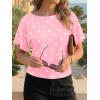 imageCicy Bell Womens Summer Wrap Tops Casual Short Sleeve Tie Back Cinched Waist T Shirts Trendy Boat Neck BlousePolka Dots Light Pink