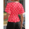 imageCicy Bell Womens Summer Wrap Tops Casual Short Sleeve Tie Back Cinched Waist T Shirts Trendy Boat Neck BlousePolka Dots Pink