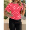 imageCicy Bell Womens Summer Wrap Tops Casual Short Sleeve Tie Back Cinched Waist T Shirts Trendy Boat Neck BlousePolka Dots Pink
