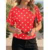 imageCicy Bell Womens Summer Wrap Tops Casual Short Sleeve Tie Back Cinched Waist T Shirts Trendy Boat Neck BlousePolka Dots Red