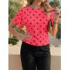 imageCicy Bell Womens Summer Wrap Tops Casual Short Sleeve Tie Back Cinched Waist T Shirts Trendy Boat Neck BlousePolka Dots Rose Red