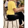 imageCicy Bell Womens Summer Wrap Tops Casual Short Sleeve Tie Back Cinched Waist T Shirts Trendy Boat Neck BlousePolka Dots Yellow
