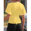 imageCicy Bell Womens Summer Wrap Tops Casual Short Sleeve Tie Back Cinched Waist T Shirts Trendy Boat Neck BlousePolka Dots Yellow