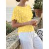 imageCicy Bell Womens Summer Wrap Tops Casual Short Sleeve Tie Back Cinched Waist T Shirts Trendy Boat Neck BlousePolka Dots Yellow