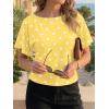 imageCicy Bell Womens Summer Wrap Tops Casual Short Sleeve Tie Back Cinched Waist T Shirts Trendy Boat Neck BlousePolka Dots Yellow