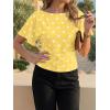imageCicy Bell Womens Summer Wrap Tops Casual Short Sleeve Tie Back Cinched Waist T Shirts Trendy Boat Neck BlousePolka Dots Yellow