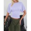 imageCicy Bell Womens Summer Wrap Tops Casual Short Sleeve Tie Back Cinched Waist T Shirts Trendy Boat Neck BlousePurple