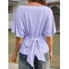 imageCicy Bell Womens Summer Wrap Tops Casual Short Sleeve Tie Back Cinched Waist T Shirts Trendy Boat Neck BlousePurple