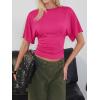 imageCicy Bell Womens Summer Wrap Tops Casual Short Sleeve Tie Back Cinched Waist T Shirts Trendy Boat Neck BlouseRose Red