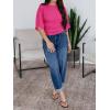 imageCicy Bell Womens Summer Wrap Tops Casual Short Sleeve Tie Back Cinched Waist T Shirts Trendy Boat Neck BlouseRose Red