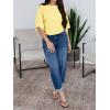 imageCicy Bell Womens Summer Wrap Tops Casual Short Sleeve Tie Back Cinched Waist T Shirts Trendy Boat Neck BlouseYellow