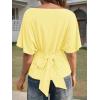 imageCicy Bell Womens Summer Wrap Tops Casual Short Sleeve Tie Back Cinched Waist T Shirts Trendy Boat Neck BlouseYellow